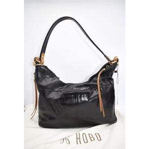 HOBO Black Leather Hobo with Tan Accent Straps